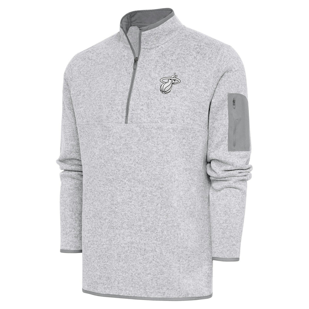 NBA - Miami Heat Antigua Metallic Logo Fortune Quarter-Zip Jacket - Heather Gray