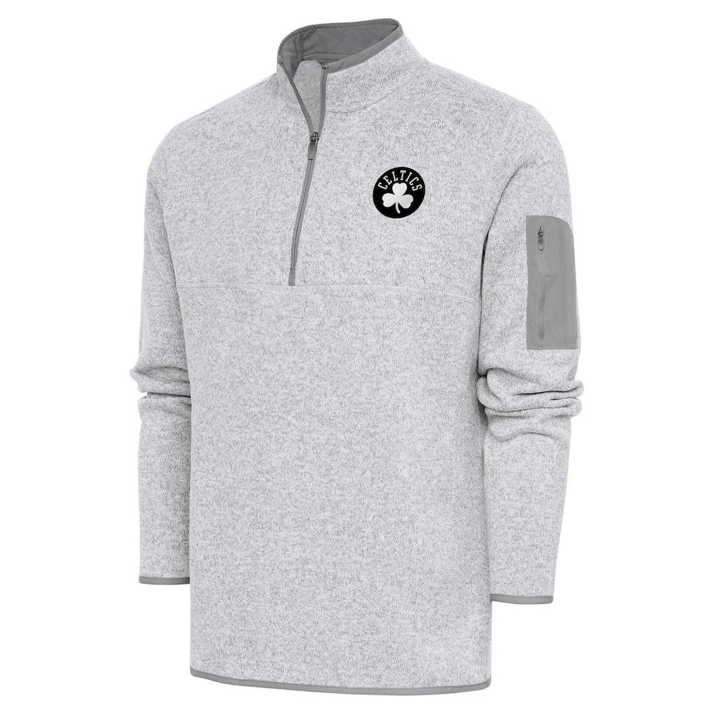 NBA - Boston Celtics Antigua Metallic Logo Fortune Quarter-Zip Jacket - Heather Gray