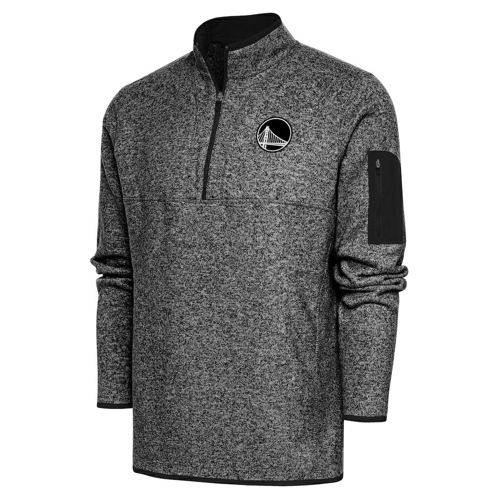 NBA - Golden State Warriors Antigua Metallic Logo Fortune Quarter-Zip Jacket - Heather Black