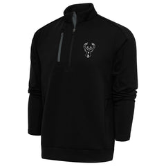 NBA - Milwaukee Bucks Antigua Metallic Logo Generation Quarter-Zip Top - Black