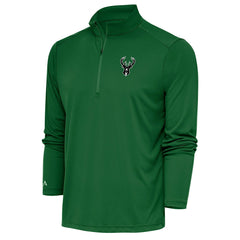 NBA - Milwaukee Bucks Antigua Metallic Logo Tribute Quarter-Zip Top - Hunter Green