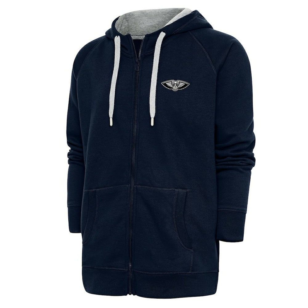 NBA - New Orleans Pelicans Antigua Metallic Logo Victory Raglan Full-Zip Hoodie - Navy