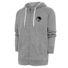 NBA - Golden State Warriors Antigua Metallic Logo Victory Raglan Full-Zip Hoodie - Heather Gray