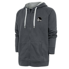 NBA - Golden State Warriors Antigua Metallic Logo Victory Raglan Full-Zip Hoodie - Charcoal
