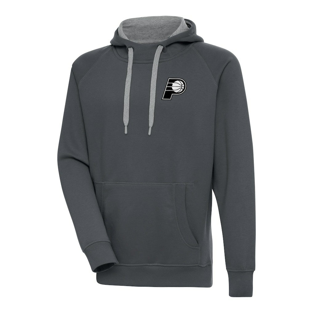 NBA - Indiana Pacers Antigua Metallic Logo Victory Raglan Pullover Hoodie - Charcoal