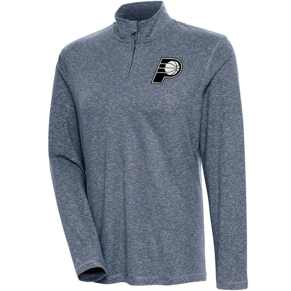 NBA - Indiana Pacers Antigua Women's Brushed Metallic Comfort Quarter-Zip Pullover Top - Heather Navy