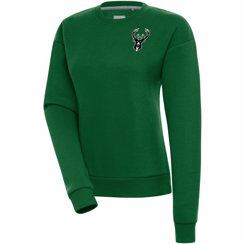 NBA - Milwaukee Bucks Antigua Women's Brushed Metallic Victory Pullover Sweatshirt - Hunter Green