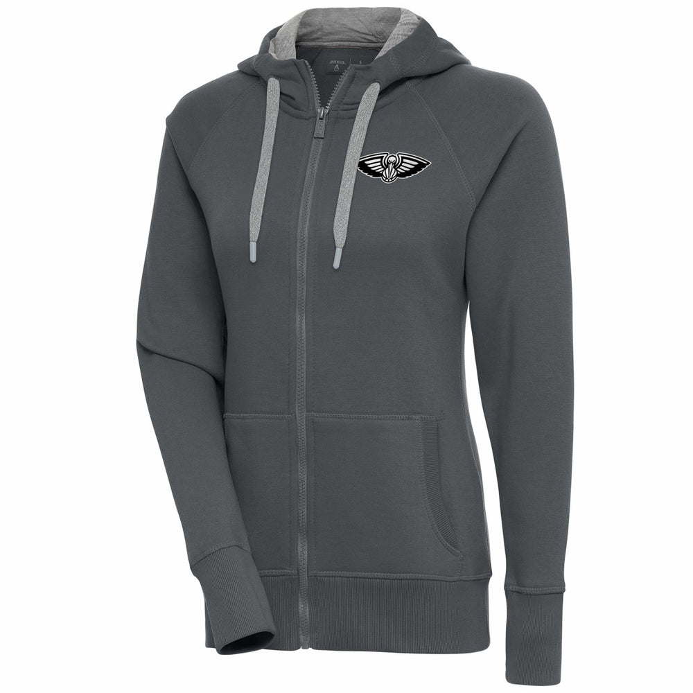 NBA - New Orleans Pelicans Antigua Women's Brushed Metallic Victory Full-Zip Hoodie - Charcoal