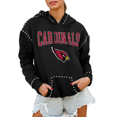 Arizona Cardinals Gameday Couture Women's Oversized Catch the Vibe Studded Pullover Hoodie Black - NFL