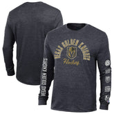 Vegas Golden Knights Champion Multi-Logo Tri-Blend Long Sleeve T-Shirt Black