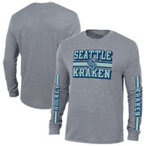 Seattle Kraken Champion Tri-Blend Dual-Stripe Long Sleeve T-Shirt Heather Gray