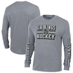 Los Angeles Kings - Champion Tri-Blend Dual-Stripe Long Sleeve T-Shirt Heather Gray