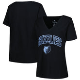 NBA - Memphis Grizzlies Profile Women's Plus Size Arch Over Logo V-Neck T-Shirt - Black