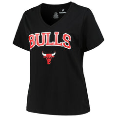 NBA - Chicago Bulls Profile Women's Plus Size Arch Over Logo V-Neck T-Shirt - Black