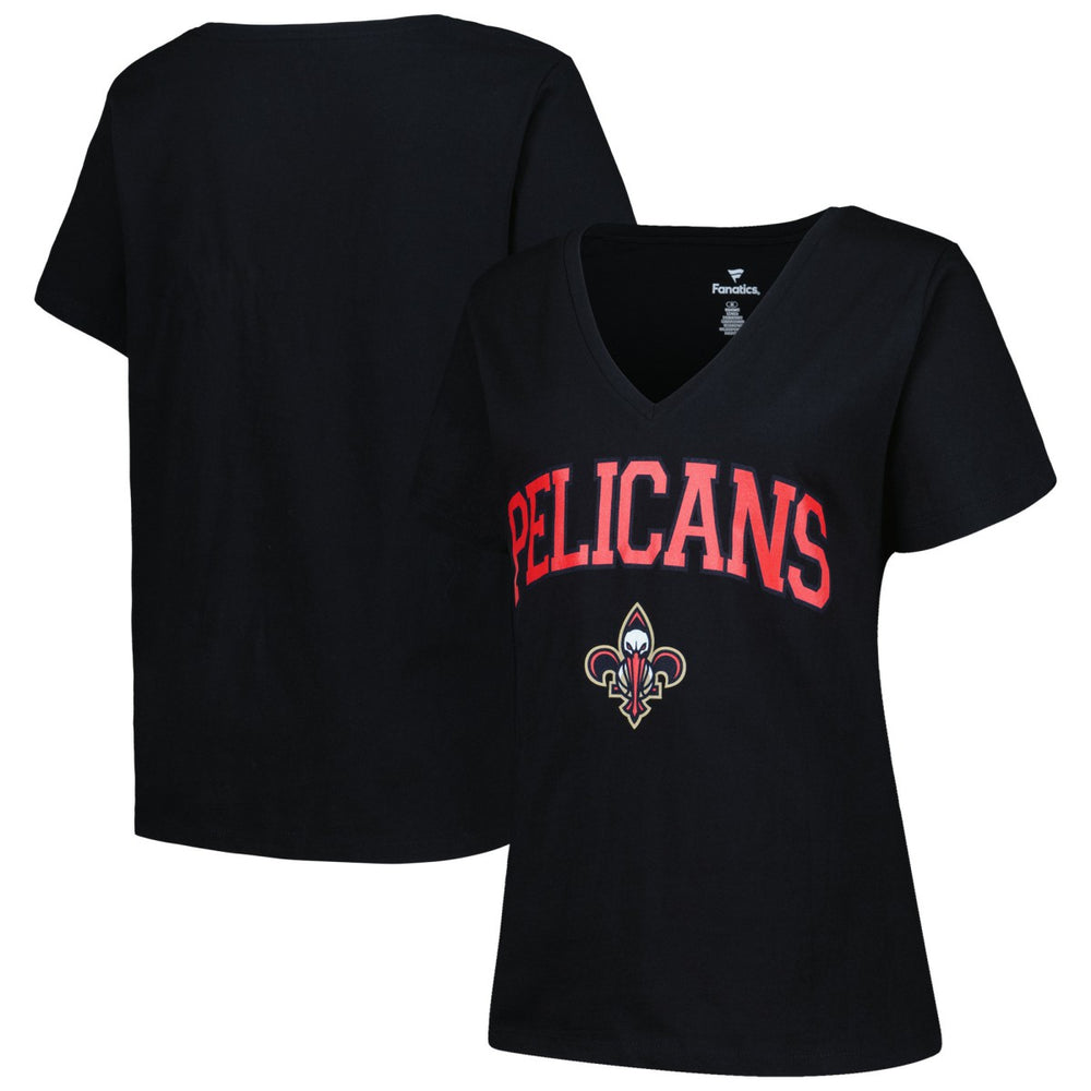 NBA - New Orleans Pelicans Profile Women's Plus Size Arch Over Logo V-Neck T-Shirt - Black
