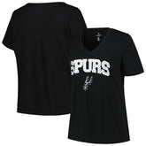 NBA - San Antonio Spurs Profile Women's Plus Size Arch Over Logo V-Neck T-Shirt - Black