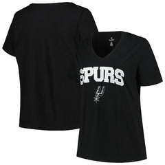 NBA - San Antonio Spurs Profile Women's Plus Size Arch Over Logo V-Neck T-Shirt - Black