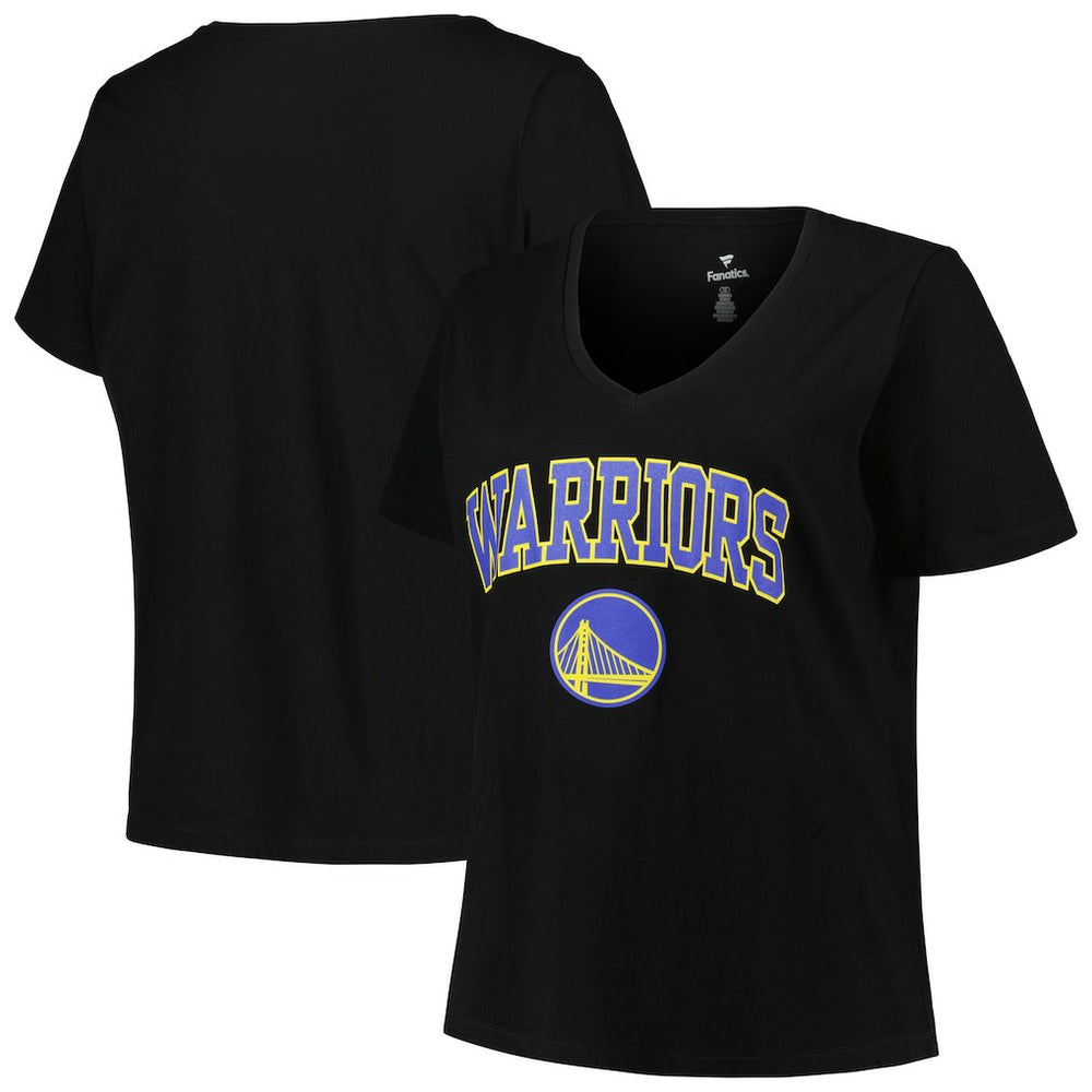 NBA - Golden State Warriors Profile Women's Plus Size Arch Over Logo V-Neck T-Shirt - Black