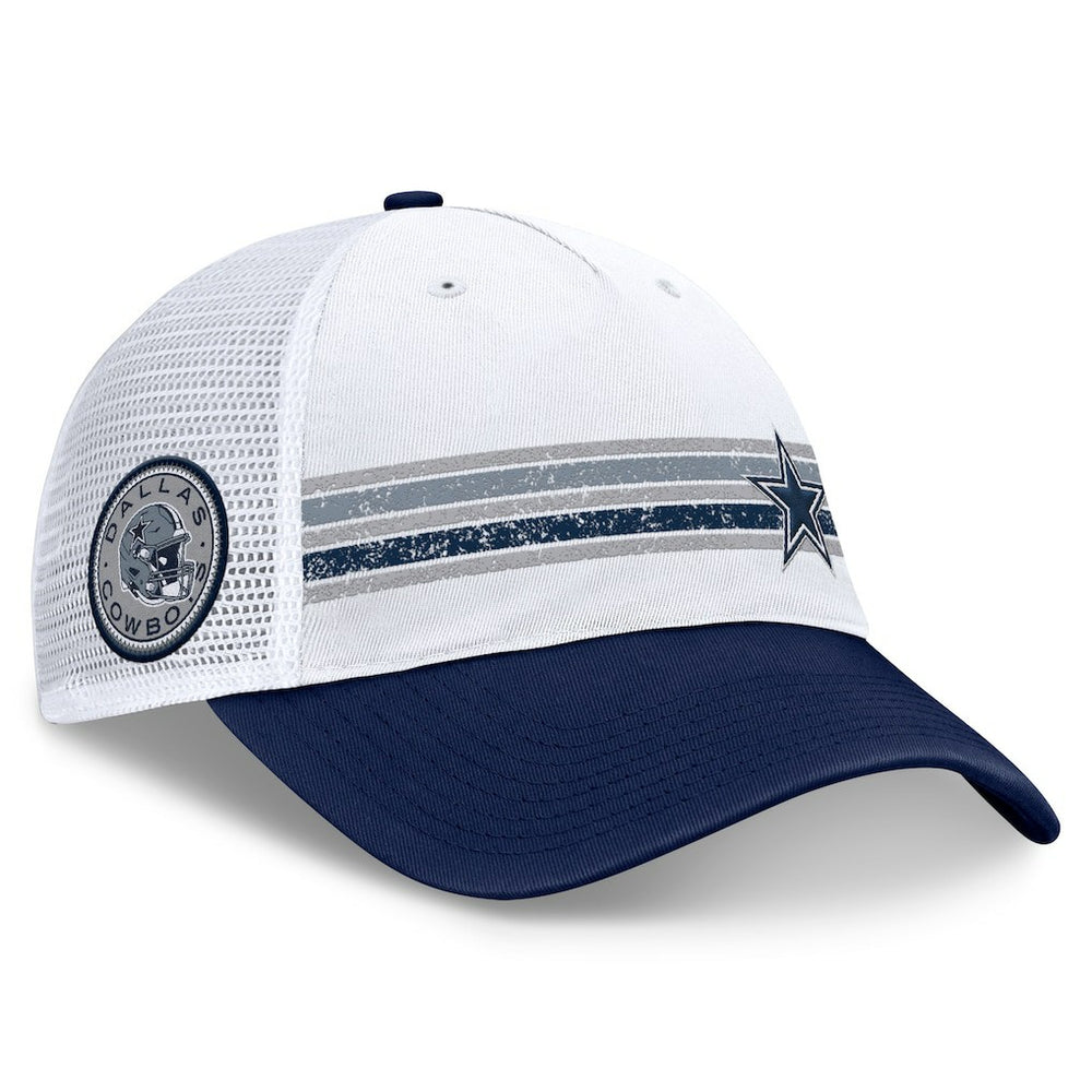 Dallas Cowboys Fundamentals Flawless Stripe Trucker Adjustable Hat White/Navy - Fanatics