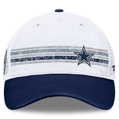 Dallas Cowboys Fundamentals Flawless Stripe Trucker Adjustable Hat White/Navy - Fanatics