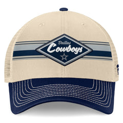 Dallas Cowboys Fundamentals Diamond Stripes Trucker Adjustable Hat Stone/Navy - Fanatics