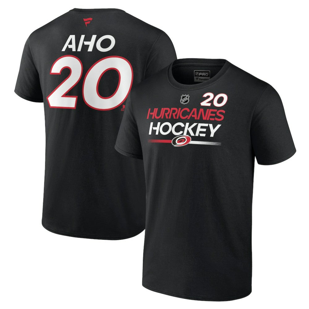 Sebastian Aho Carolina Hurricanes - Fanatics Authentic Pro Prime Name & Number T-Shirt Black