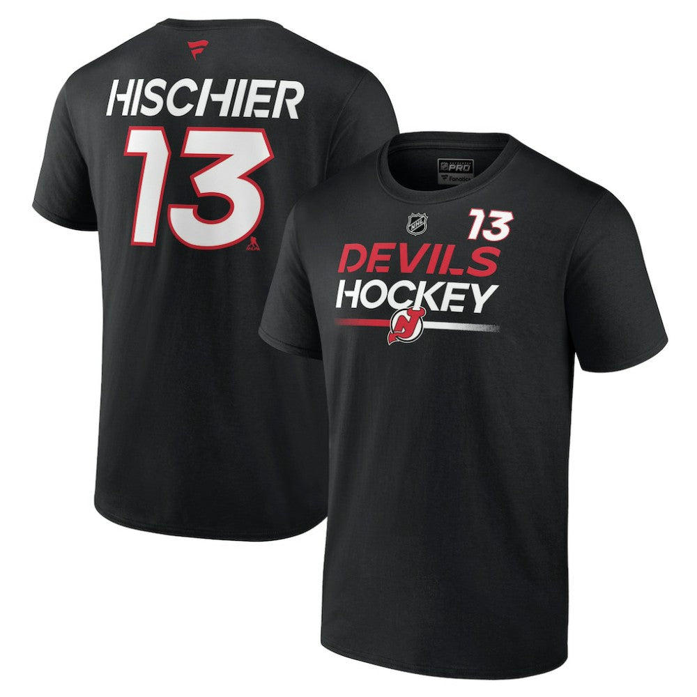 Nico Hischier New Jersey Devils - Fanatics Authentic Pro Prime Name & Number T-Shirt Black