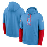 Tennessee Titans Oilers Throwback Alternate Logo Club Tri-Blend Pullover Hoodie Light Blue - Nike