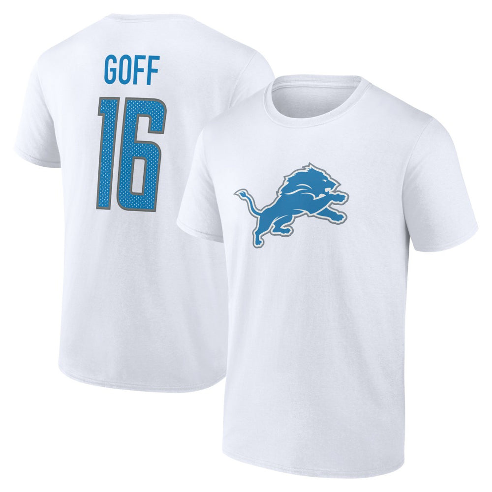 Jared Goff Detroit Lions Icon Player Name & Number T-Shirt White - NFL