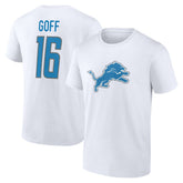 Jared Goff Detroit Lions Icon Player Name & Number T-Shirt White - NFL