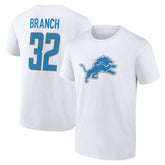 Brian Branch Detroit Lions Icon Player Name & Number T-Shirt White - NFL