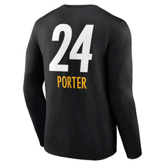 Joey Porter Jr. Pittsburgh Steelers Team Wordmark Player Name & Number Long Sleeve T-Shirt Black - NFL