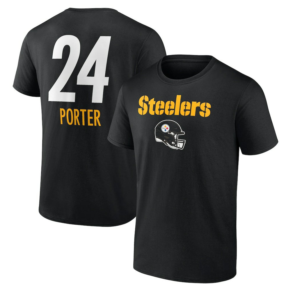 Joey Porter Jr. Pittsburgh Steelers Team Wordmark Player Name & Number T-Shirt Black - NFL