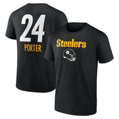 Joey Porter Jr. Pittsburgh Steelers Team Wordmark Player Name & Number T-Shirt Black - NFL