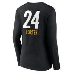Joey Porter Jr. Pittsburgh Steelers Women's Team Wordmark Player Name & Number Long Sleeve V-Neck T-Shirt Black - NFL