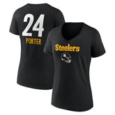 Joey Porter Jr. Pittsburgh Steelers Women's Team Wordmark Player Name & Number V-Neck T-Shirt Black - NFL