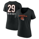 Cam Taylor-Britt Cincinnati Bengals Women's Team Wordmark Player Name & Number V-Neck T-Shirt Black - NFL