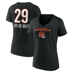 Cam Taylor-Britt Cincinnati Bengals Women's Team Wordmark Player Name & Number V-Neck T-Shirt Black - NFL