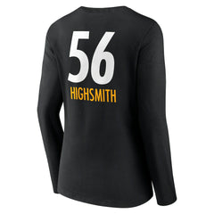 Alex Highsmith Pittsburgh Steelers Women's Team Wordmark Player Name & Number Long Sleeve V-Neck T-Shirt Black - NFL