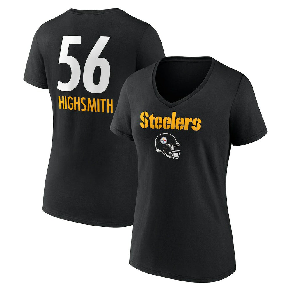 Alex Highsmith Pittsburgh Steelers Women's Team Wordmark Player Name & Number V-Neck T-Shirt Black - NFL