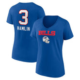Damar Hamlin Buffalo Bills Women's Team Wordmark Player Name & Number V-Neck T-Shirt Royal - NFL