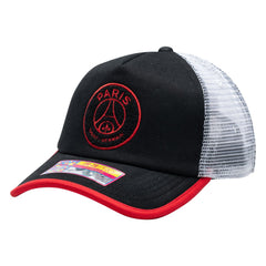 Paris Saint-Germain Unisex Strike One8th Trucker Adjustable Hat - Black