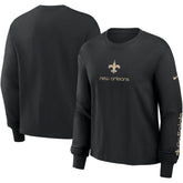 New Orleans Saints Women's Boxy Long Sleeve T-Shirt Black - Nike