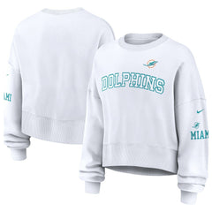 Miami Dolphins Women's Oversized Pullover Sweatshirt White - Nike