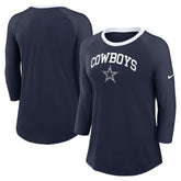 Dallas Cowboys Women's 3/4 Sleeve Raglan Fashion Top Navy - Nike