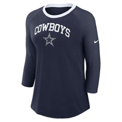 Dallas Cowboys Women's 3/4 Sleeve Raglan Fashion Top Navy - Nike