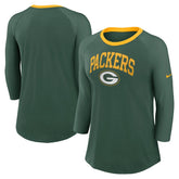 Green Bay Packers Women's 3/4 Sleeve Raglan Fashion Top Green - Nike