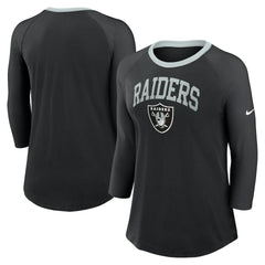 Las Vegas Raiders Women's 3/4 Sleeve Raglan Fashion Top Black - Nike