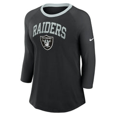 Las Vegas Raiders Women's 3/4 Sleeve Raglan Fashion Top Black - Nike