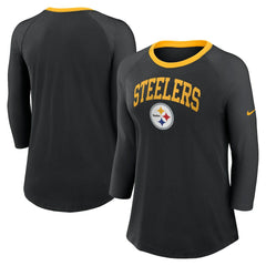 Pittsburgh Steelers Women's 3/4 Sleeve Raglan Fashion Top Black - Nike